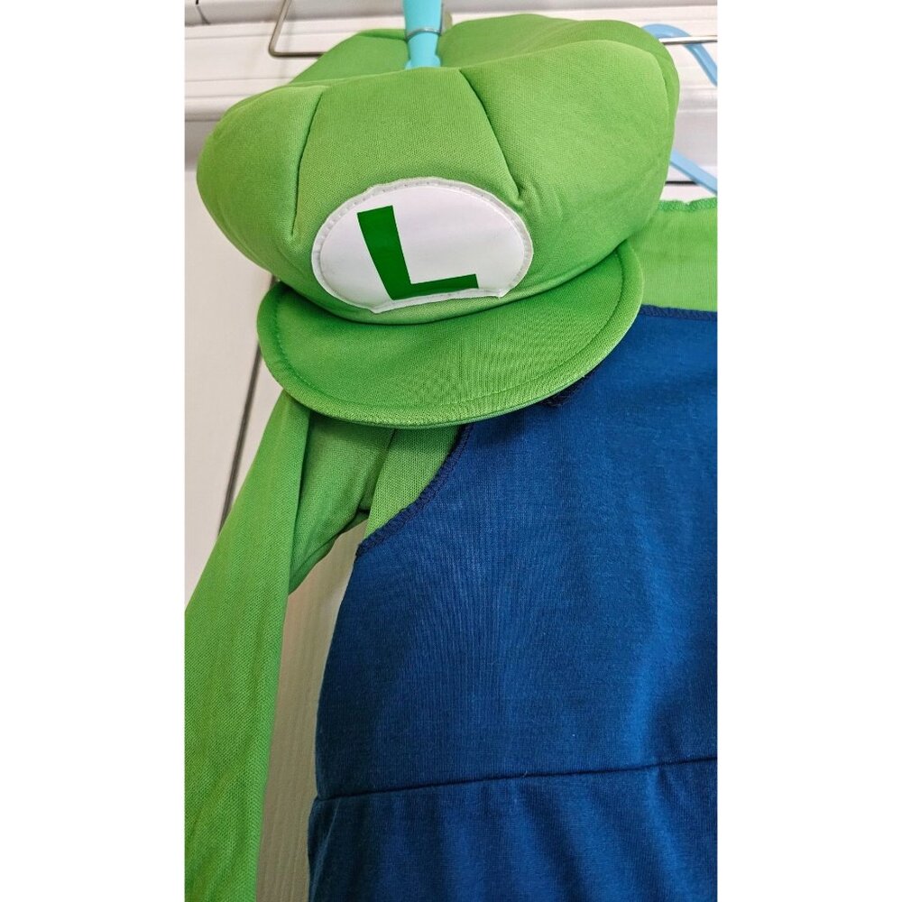 Super Mario Luigi Costume Toddler 2T Hat Gloves Plush Stuffed Bubble Belly Boys - Picture 3 of 8